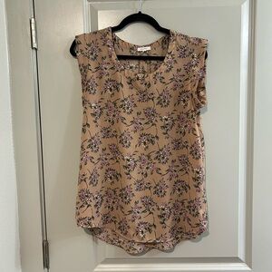 Pleione Floral Sleeveless Blouse - Brown and Purple